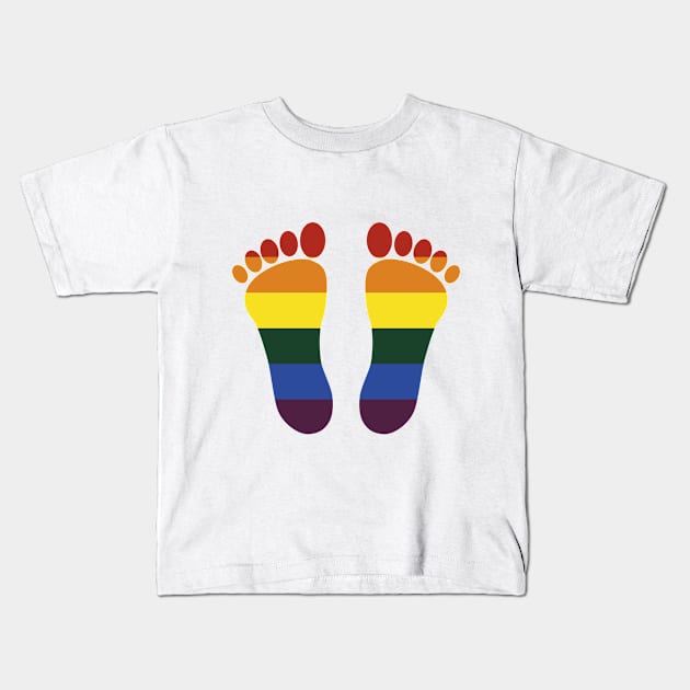 Feet silhouette LGBT colors Kids T-Shirt by GoshaDron